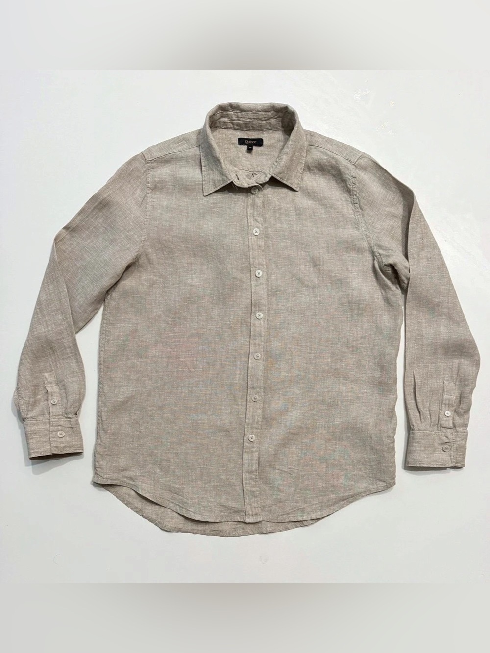 Quince 100% European Linen Long Sleeve Shirt Flax Beige M Like New